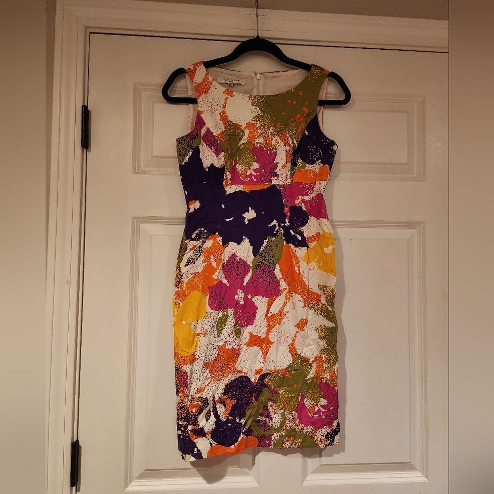 Evan Picone sleeveless colorful floral shift dress Size 4 Petite